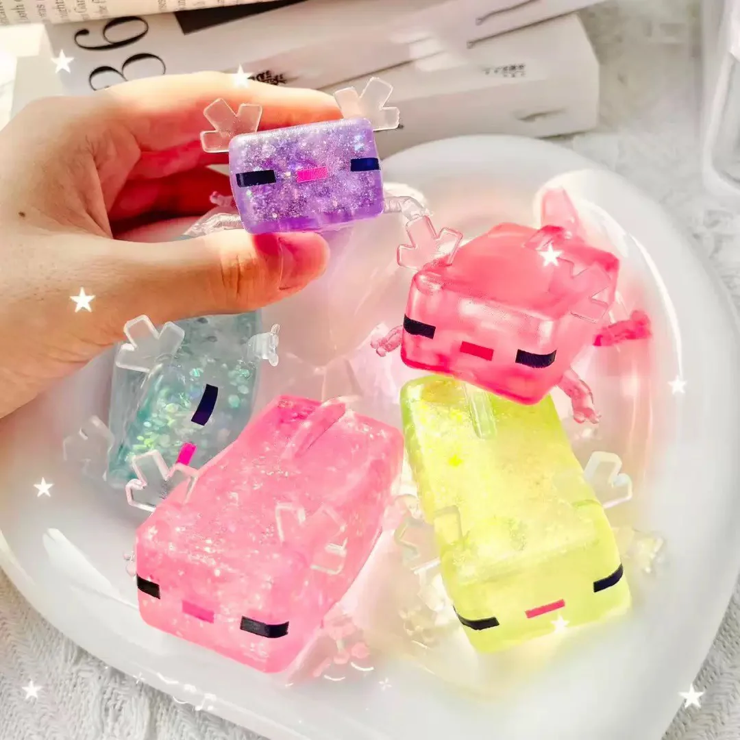 1 Shiny Crystal Mexican Axolotl, Soft and Slow Rebounding, Sticky Stress-Relief Toy, Squeeze Toy, Portable Stress-Relief Toy, Suitable for All Ages, Ideal Holiday Gift, Cute Gadget, Birthday Gift