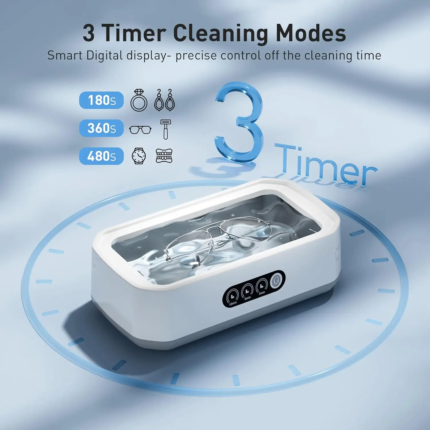 منظف التجنيب بالموجات فوق الصوتية للأسنان: منظف المجوهرات 50 كيلو هرتز آلة التنظيف العميق - جراب تنظيف الأسنان 650 مل لـ D