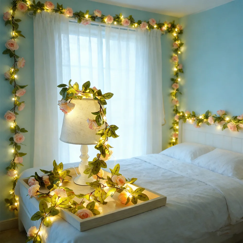 

Wedding Fairy Light LED String Lights 2M/5M Green Leaf Garland Battery Christmas for Home Bedroom Wall Patio Garden Decoration