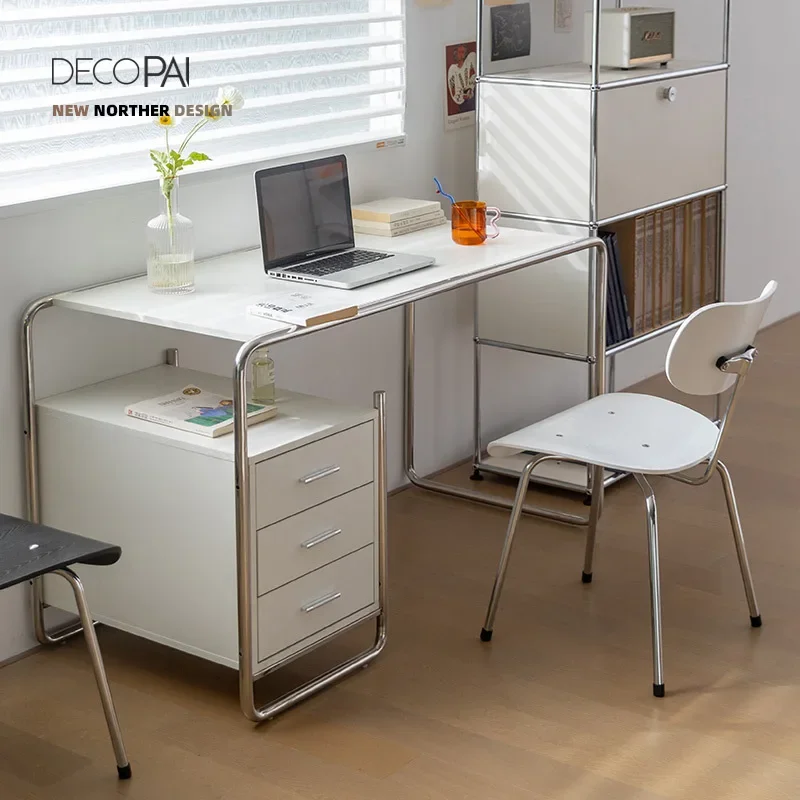 Nordic negotiation Internet celebrity stainless steel foot single chair, simple wooden backrest dining chair