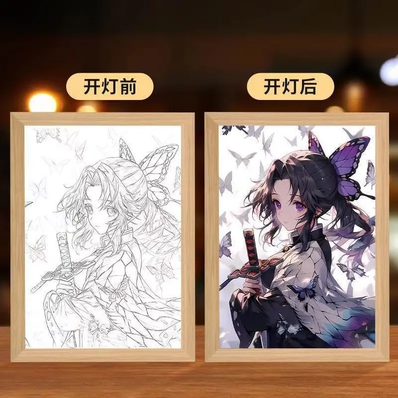 Nuovi Prodotti Caldi Demone Slayer Anime Figura Tanjiro Kamado Led Luce Notturna Pittura Decor Foto Solon Nezuko Kamado Decorazione Regali