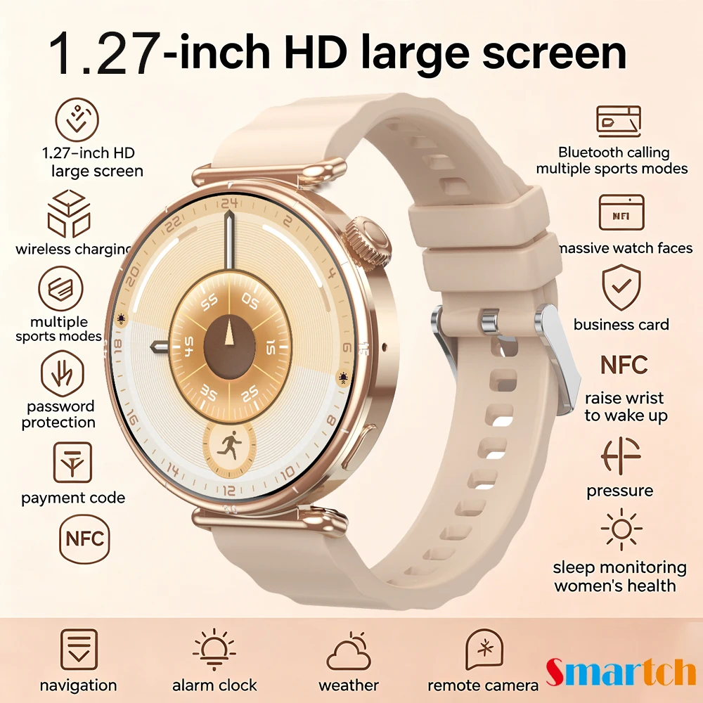 

Smart Watch Women Blue Tooth Call Music Fitness Tracker Health Monitoring Smartwatch NFC Waterproof Outdoor Sports Wirstband