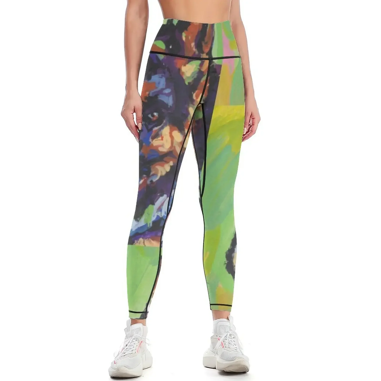 

German Shepherd Bright colorful pop dog art Leggings legging push up Golf wear exercise clothing for Womens Leggings