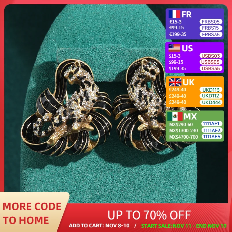 خمر الأسود المينا ليوبارد وأقراط Bowknot العتيقة الذهب اللون الفاخرة جودة مجوهرات اكسسوارات للنساء 2025 جديد