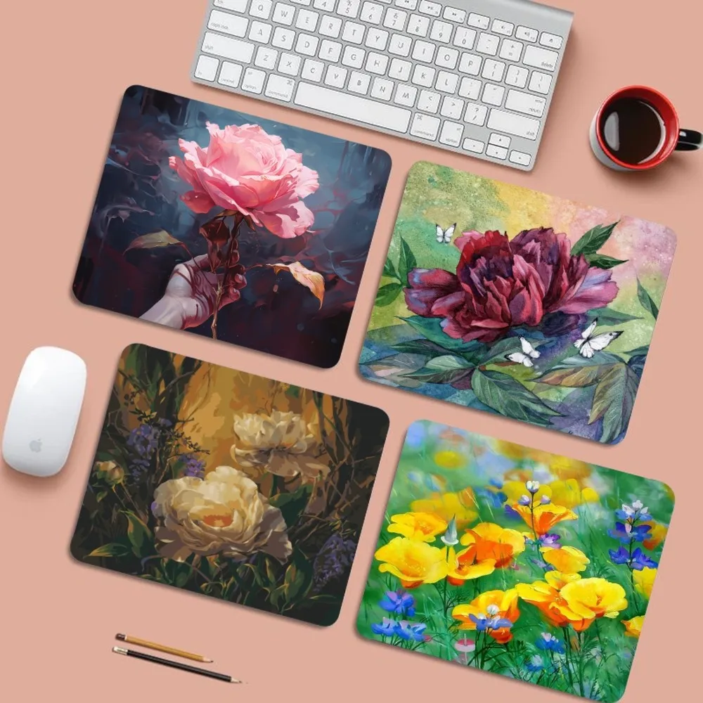 

Flower Art Mousepad 25x29cm Small Table Mat Student Mousepad Computer Keyboard Pad Games Pad Desk Mat for PC Gamer Mousemat