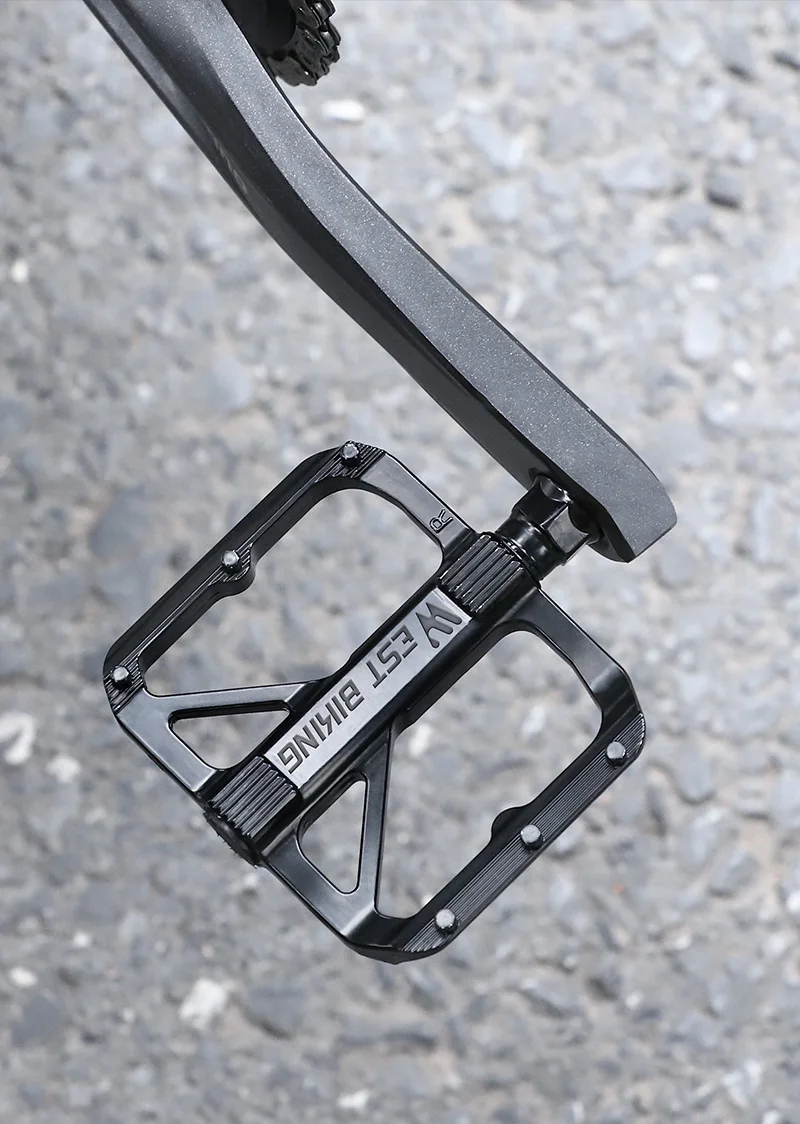 WEST BIKING Aluminium-Fahrradpedale Ultraleicht mit DU-Lager Mini Flache Plattform für Rennrad, Faltrad und Citybike Fahrradteile Schwarz Rutschfest – Detail 10