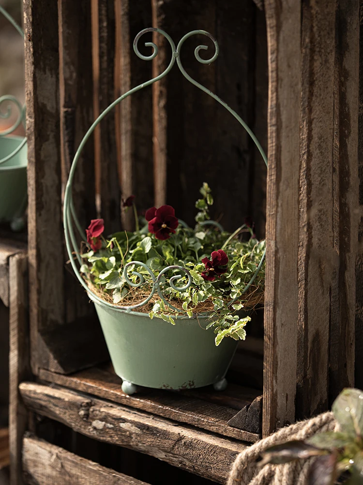 Green Retro Vintage Flower Pot Garden Balcony Plant Vase Originality Home Furnishings Desktop Living Room Decorate Ornaments