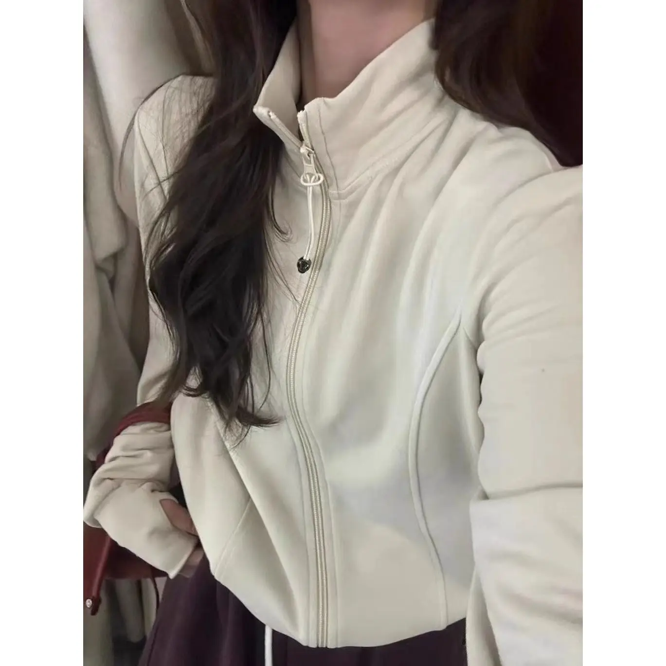 Double Zipper German Velvet Stand Collar Sweatshirt Cardigan Women's Korean Style Autumn Winter Casual Outerwear Trendy