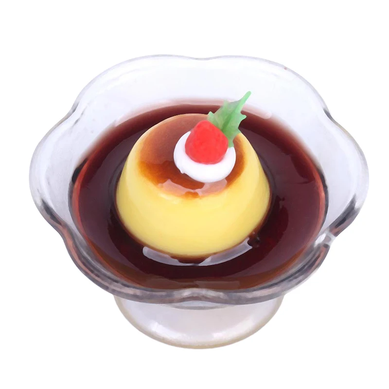 Dollhouse Miniature Pudding Cup Simulation Food Model Kitchen Accessories For Doll House Decoration Kids Pretend Play Toys