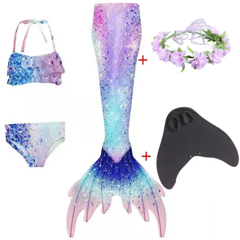 New Kids Girls mermaid tail swimming costume cosplay children princess dress swimsuit fantasy beach bikini can add monofin G1795