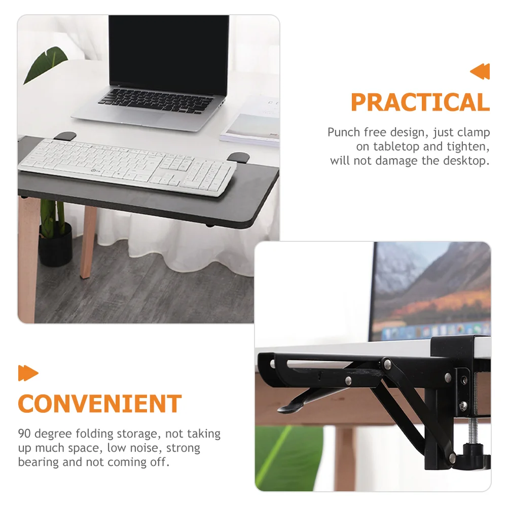 Imagem -05 - Suporte Dobrável para Mesa de Jantar Extensão Desktop Placa Computador Mount Shelf Clip-on Suporte Teclado Ferro Forjado