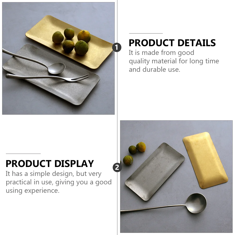 

Metal Serving Tray Rectangular Kitchen Food Plate Multifunctional Storage Organizer Towel Dish for Home Hotel Restaurant