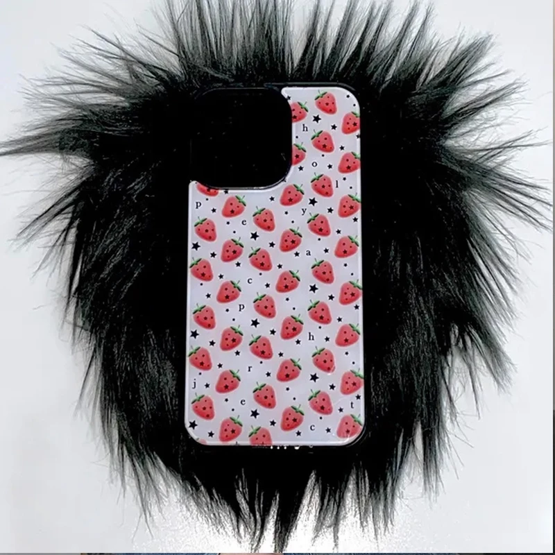 Y2k الكورية INS الحلو فتاة القلب الوردي الفراولة جراب هاتف آيفون 17 برو ماكس الهواء 16 15 14 12 13 11 برو ماكس زائد مكافحة السقوط غطاء