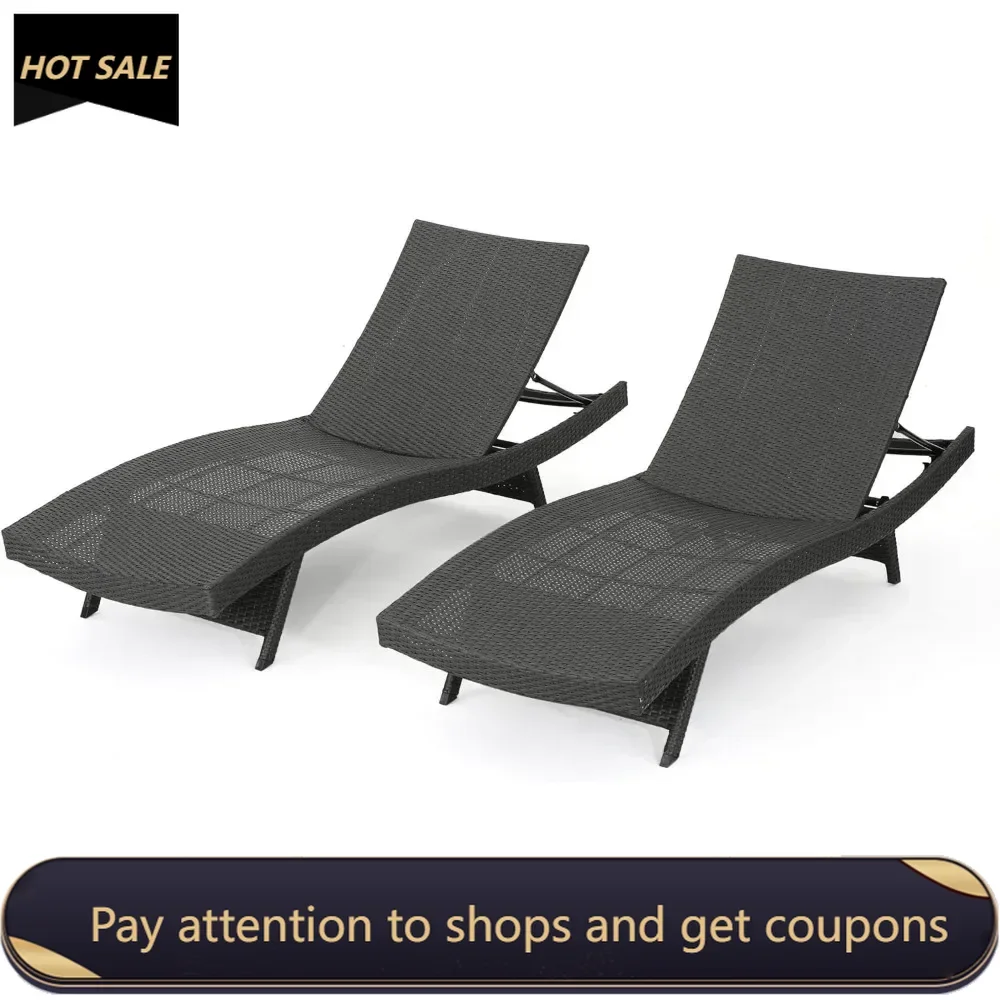 

2-Pcs Set Garden Furniture Outdoor Wicker Chaise Lounge Chairs Portable Folding Benches Grey Freight Free Folding Camping Chair