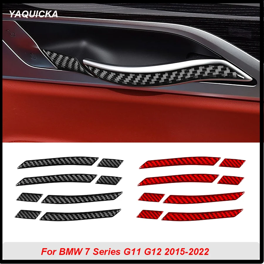 

Real Carbon Fiber Car Interior Door Handle Cover Stickers For BMW 7 Series G11 G12 2015-2022 Left Hand Drive Interior Accessorie