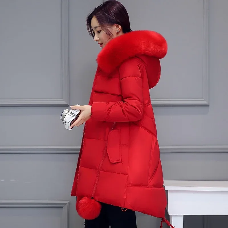 Winter Cotton-Padded Women Korean Version Thickened Mid-Length Hooded A-Line Cloak-Type Padded Jacket