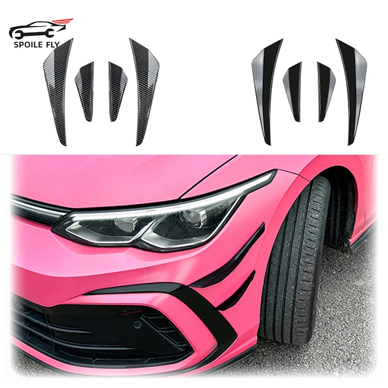 4X 2020 To Up For Volkswagen VW Golf 8 MK8 GTI R GTD GTE  Front Bumper Lip Side Spoiler Trim Intake Frame Splitter Body Kit