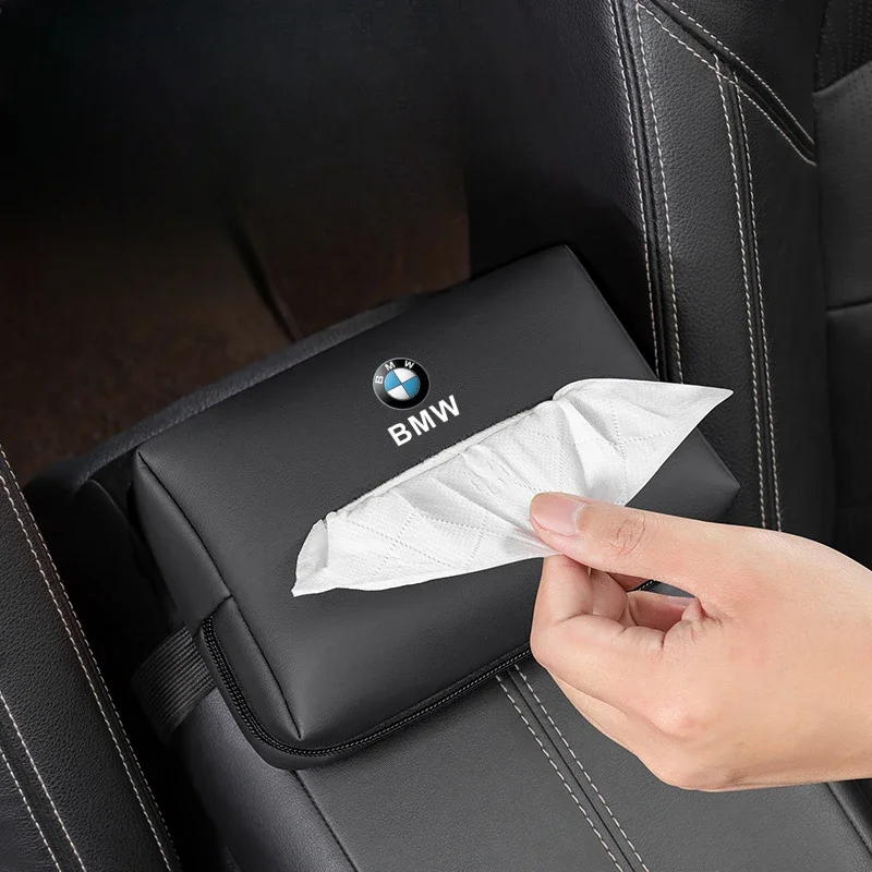 Leather Seat Tissue Holder Car Tissue Bag For BMW X1 X2 X3 X5 X4 X6 X7 G30 G20 G32 G11 G12 F40 F30 F20 F10 F34 F07