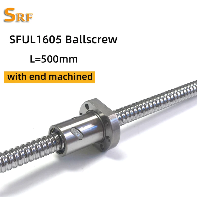 

High quality 1pcs 16mm left hand thread ballscrew SFU1605 L=500mm+1pcs SFU1605 Ball nut with BK/BF12 end machined for CNC Part