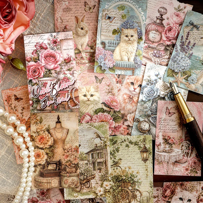 50Pcs Vintage Floral Paper Stickers Retro Character Decor Stickers for Journal Album DIY Craft Projects