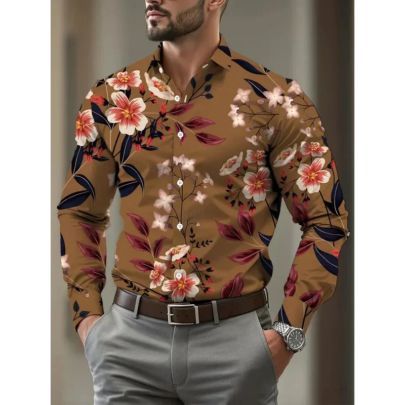 

Мужская рубашка, обычная рубашка с клапаном, мужская 3D-печать с цветным принтом, повседневная модная рубашка с длинным рукавом и принтом