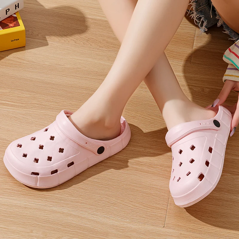 Women Waterproof Slippers Summer Outdoor Women Slides EVA Soft Sole Garden Shoes Indoor Solid Colored Slippers Holes Shoes