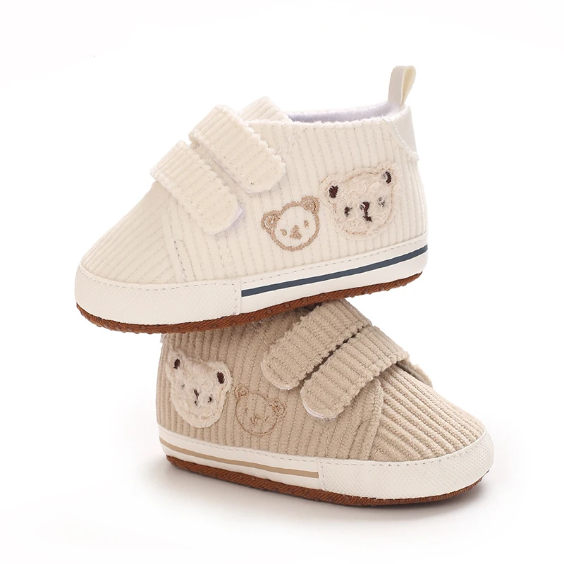 0-1 Jahr Niedliche kleine Bären-Babyschuhe mit weicher Sohle, rutschfeste, einfarbige Kinderwagenschuhe für Kleinkinder, Freizeitschuhe, Prewalker-Trainer