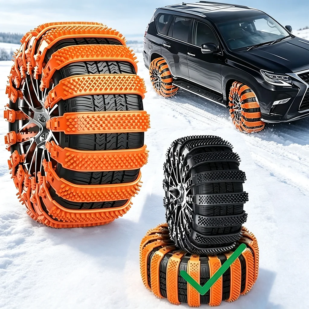 1-12PCS Universal Rubber Tire Chains Heavy Duty Traction Aid for Car SUV Minivan Snow Ice Mud Sand Off Road Winter Emergency