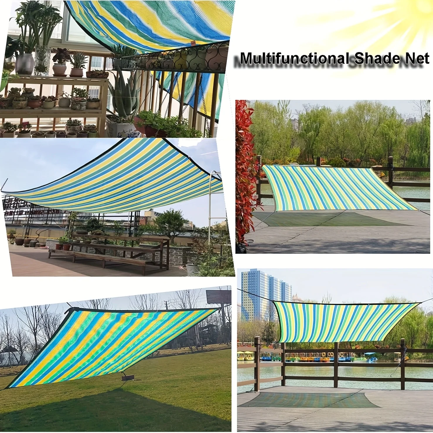 

【Balcony Sunshade Net】Made of Breathable High-Density Polyethylene Mesh Fabric, with Reinforced Eyelets and Durable Fasteners, S