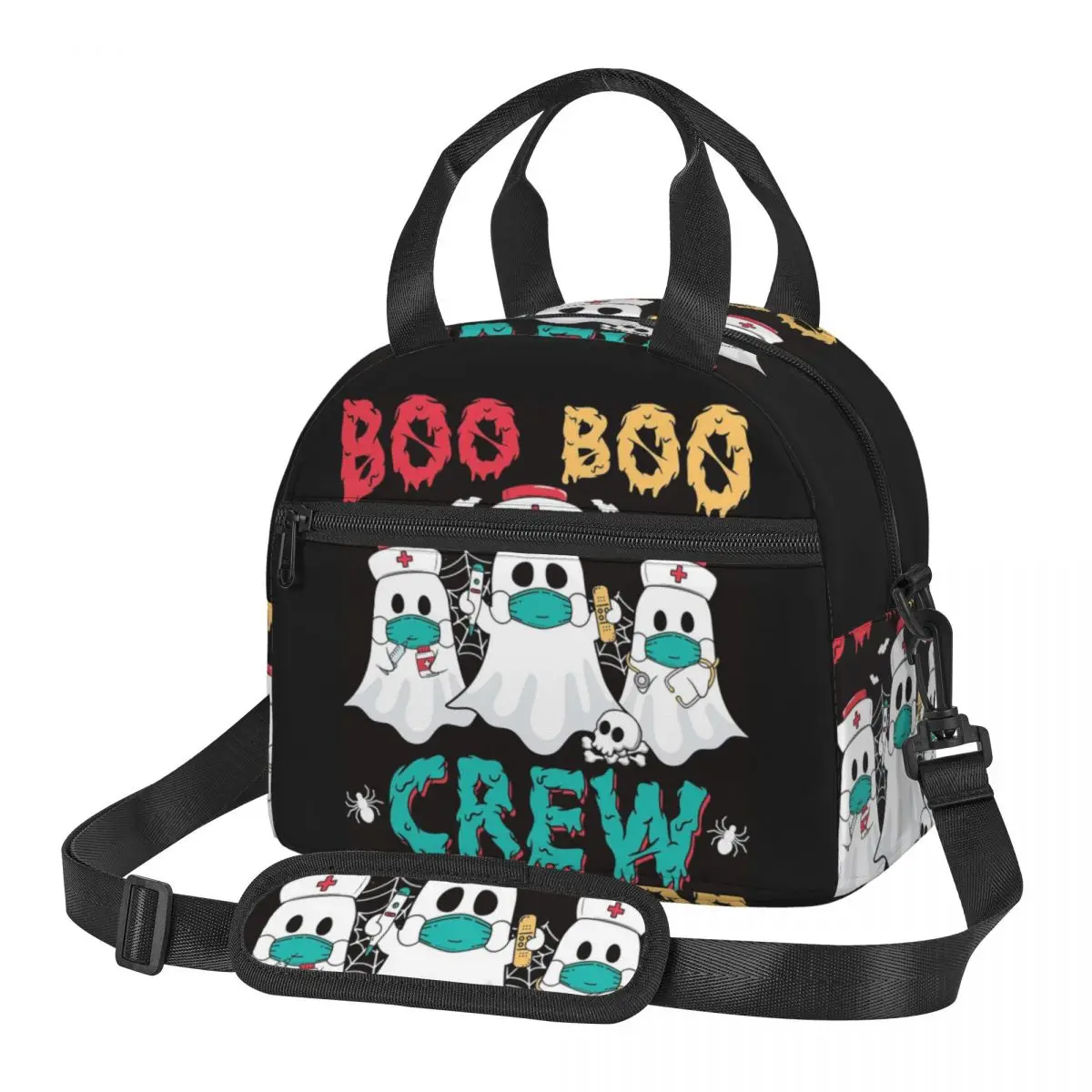 Boo boo tripulação enfermeira halloween fantasma traje almoço sacos bento caixa à prova dwaterproof água almoço tote sacos de piquenique saco térmico para mulher trabalho