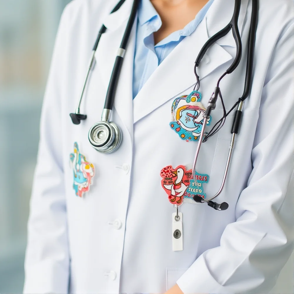 

Новый цельный акриловый выдвижной бейдж для больничной медсестры, катушка, милый аниме, белый гусь, студенческая бирка с именем, держатель для удостоверений личности, брелки