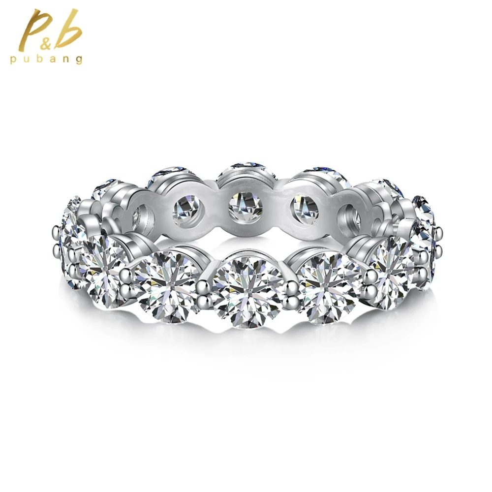 

PuBang for Women Wedding Gift Fine Jewelry Solid 925 Sterling Silver VVS Gemstone Created Moissanite Cocktail Row Ring Wholesale