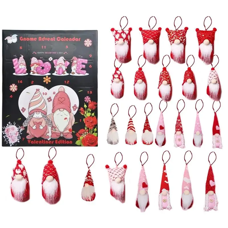 Christmas Advent Calendar Box 24pcs Gnome Dolls Christmas Tree Pendants Party Ornaments Countdown Advent Calendar Gift Box