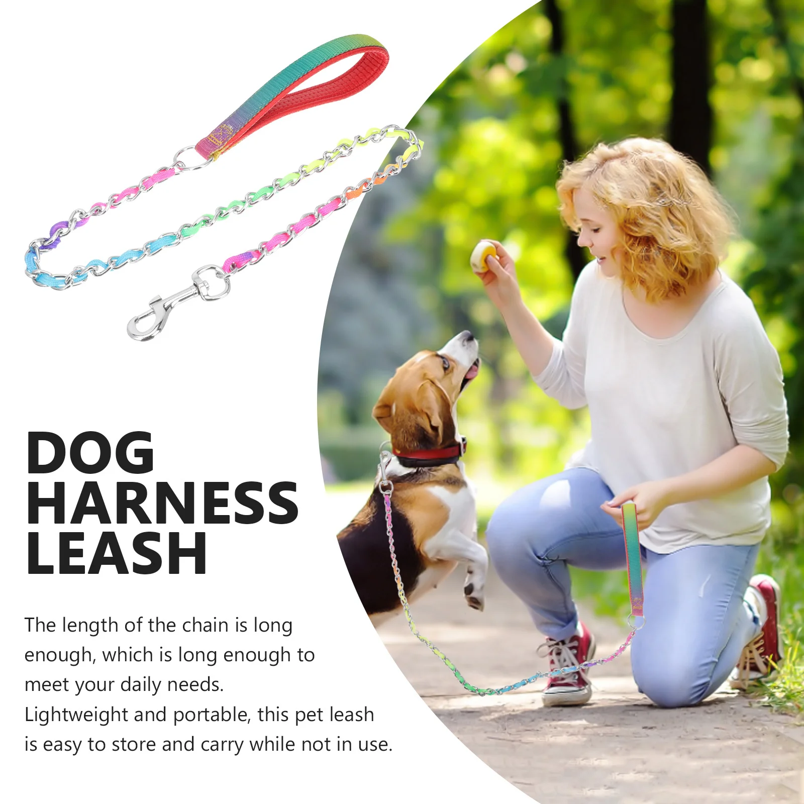 

Metal Strip Dog Leash Wear Resistant Lightweight Portable Outdoor Chain Sturdy Walking Puppy Leash Dog Supplies