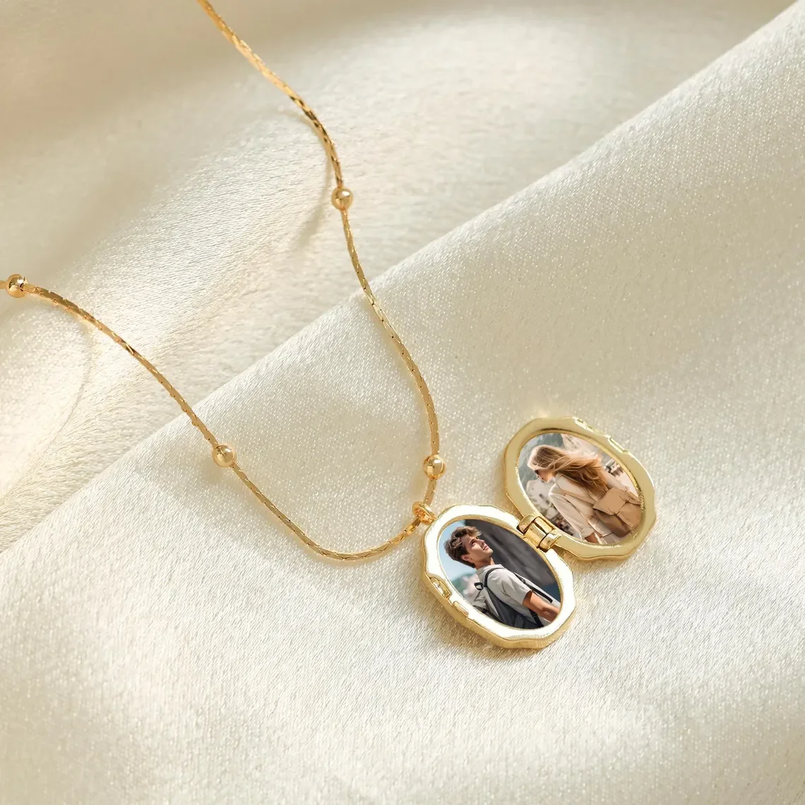 Customized Colorful Photo Locket Necklace for Women Copper Personalized Cross Butterfly Locket Necklace Christmas Jewelry Gift view 2