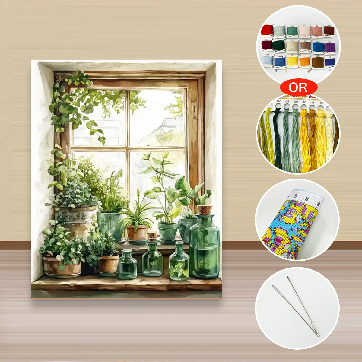 1 Stück 40x50cm/15,7x19,69 Zoll, 11Ct/14Ct Kreuzstich-Set, DIY Valentinstagsgeschenk, Stickerei-Set für Festivals, Fensterbänke, Pflanzen – Detail 2