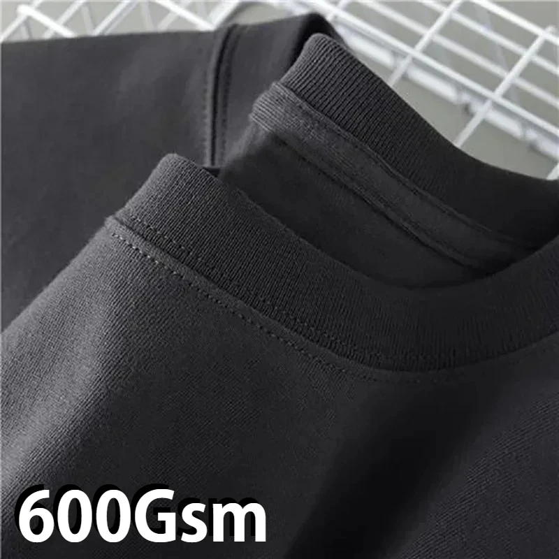 600g Schweres Baumwoll-Kurzarm-T-Shirt für Herrenmode Reine Baumwolle Verdicktes Kurzarm-Halbarm-Shirt