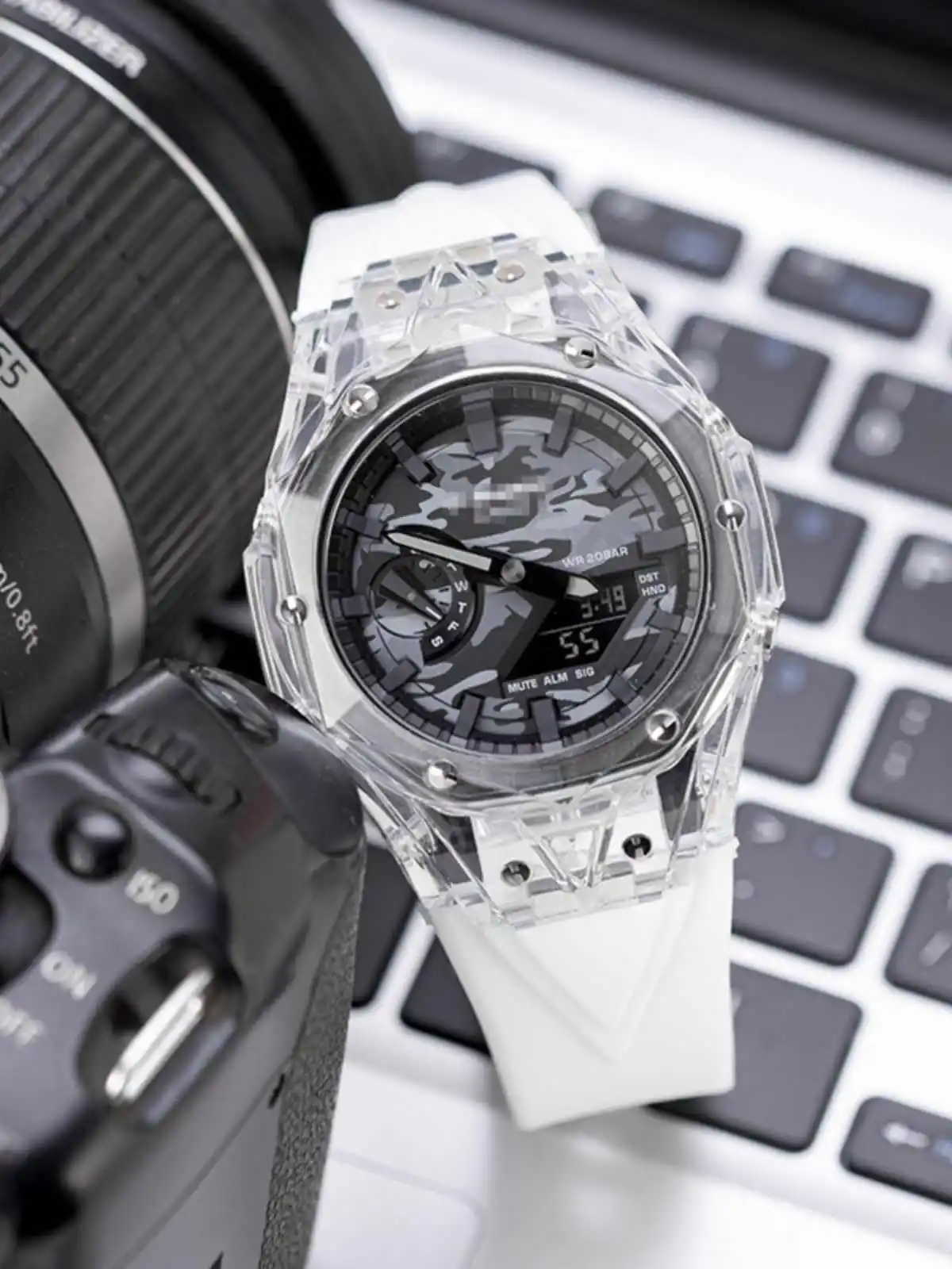 GA-2100 طقم عصري شفاف محول لـ Casioak G-Shock GA2100 GAB2100 تعديل الحافة الإطار المطاط الرياضة الفرقة الملحقات