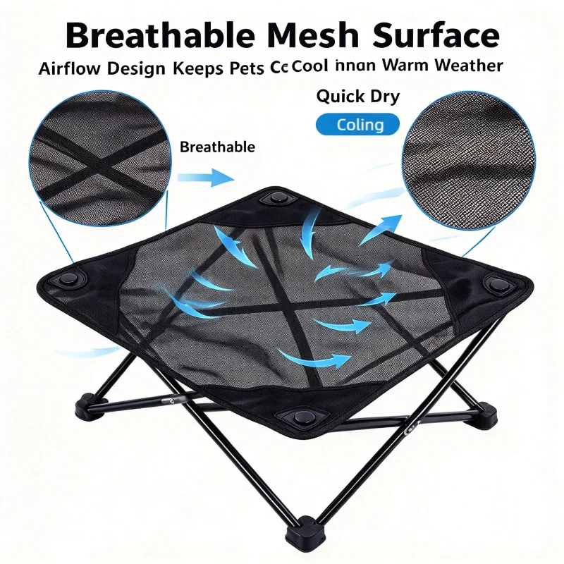 Raised Waterproof Mesh Elevated Dog Bed Breathable Puppy Sleeping Cot Pet Furniture For Indoor Outdoor Camping Garden Balcony