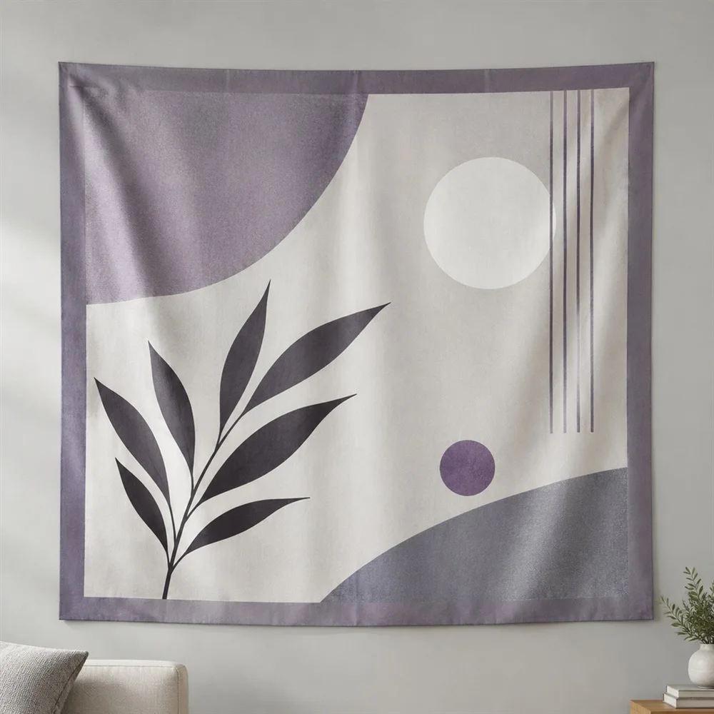 VIKAMA Minimal Geometry Border Frame Tapestry Wall Hanging, Modern Wall Decor Tapestries for Kitchen Dining Room Living Room