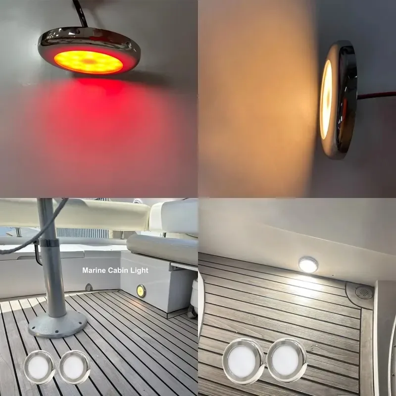 12V LED Ceiling Light Red Warm White Automatic Indoor Lamp for Marine Truck RV