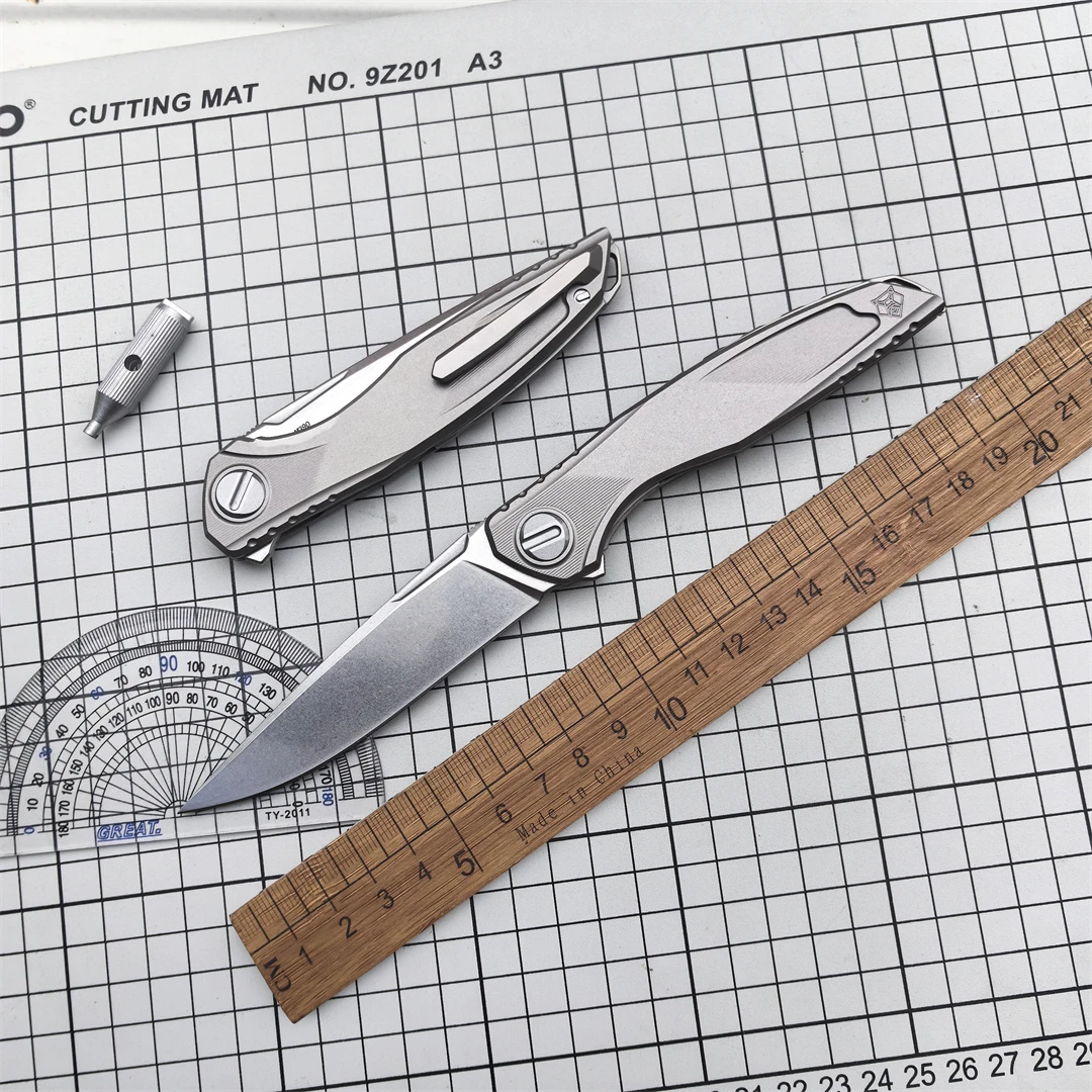 Astrium Folding Knife Marking M390 Steel Titanium Alloy Handle Bearing Camping Outdoor Survival Fishing Hunting Knife EDC Tool