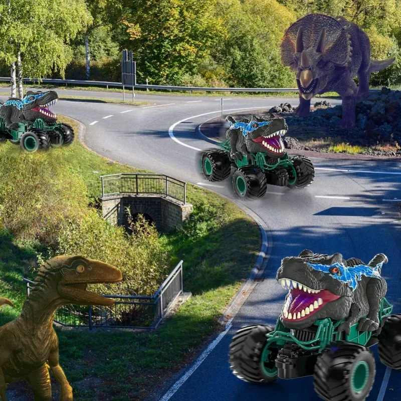 Brinquedos de dinossauro de controle remoto rc carro spray fora de estrada veículo de escalada tiranossauro rex triceratops animal crianças presente brinquedo