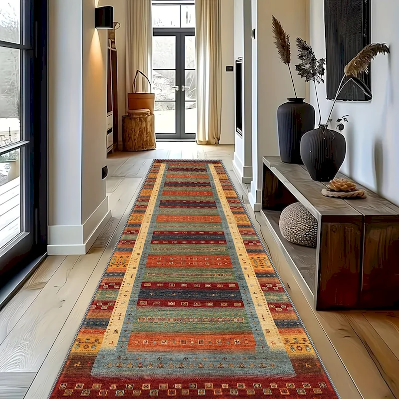 VIKAMA Southwest Geometric Corridor Runway Carpet Bohemian Tribe Anti slip Soft Long Carpet Home Decoration