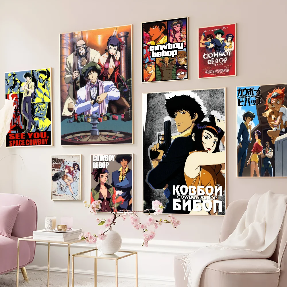 Anime C-Cowboy B-Bebop Self-adhesive Art Poster Fancy Wall Sticker For Living Room Bar Decoration Vintage Decorative Painting