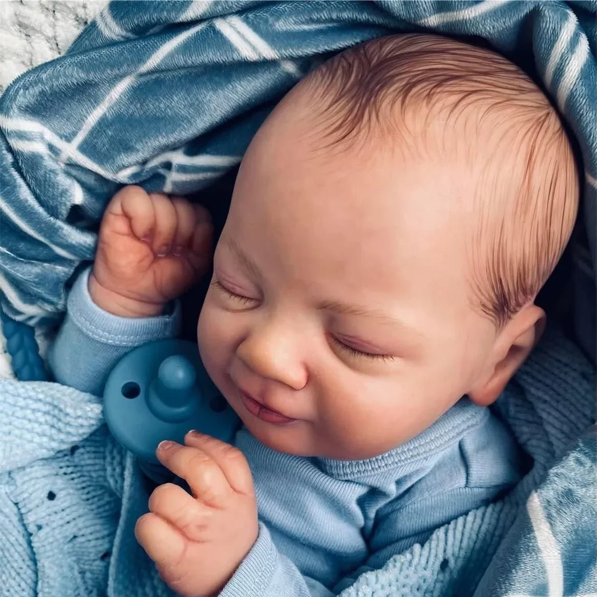 19inch Already Painted Finished Smiley Face Reborn Baby Doll Newborn Baby Size 3D Skin Visible Veins Collectible Art Doll
