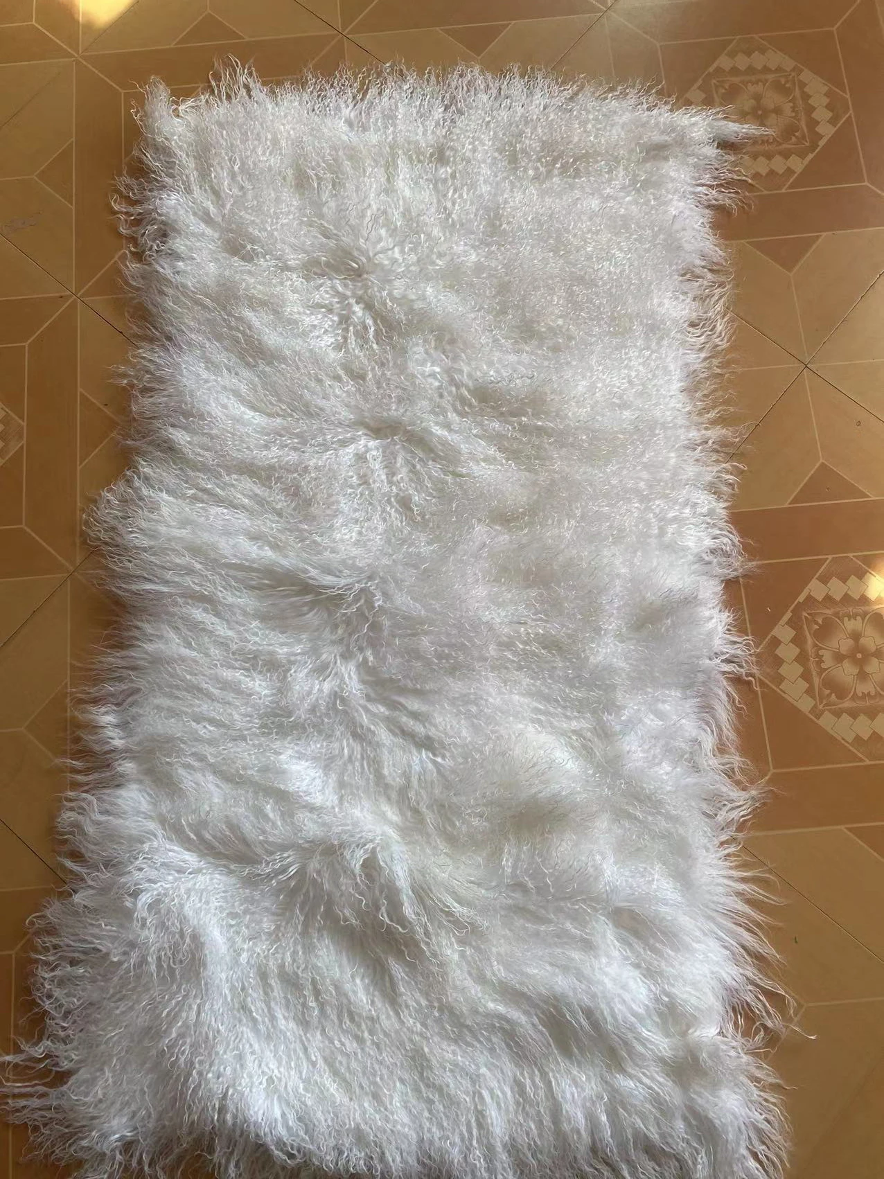 Mongolian Lamb Fur Rug for Bedroom, White Tibetan Fur Blanket, Sheepskin Carpet, Throw Floor Mat, Christmas, New