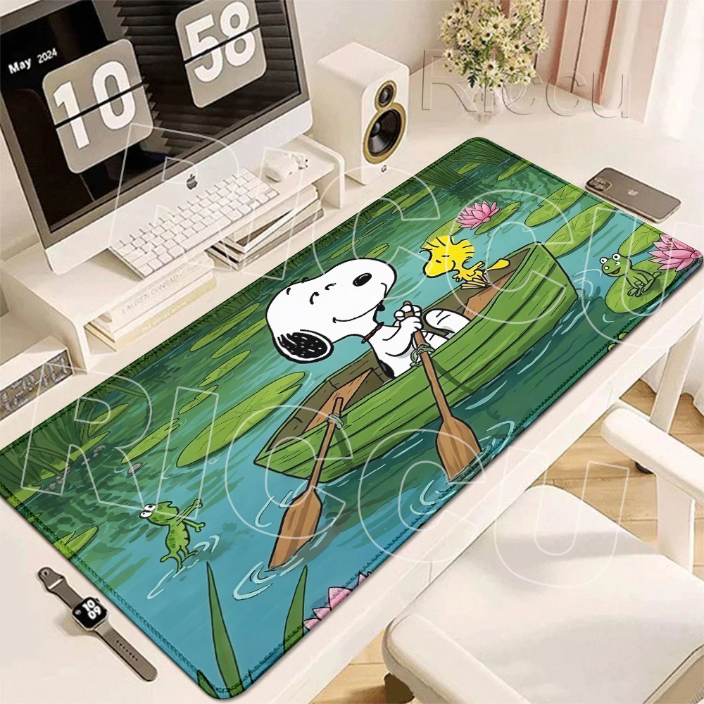 Cartoon Kawaii S-Snoopys Dog Pattern Mouse Pads Gamer Office Accessories Gaming Pad Non-slip Desk Rug Locking Edge Keyboard Mats