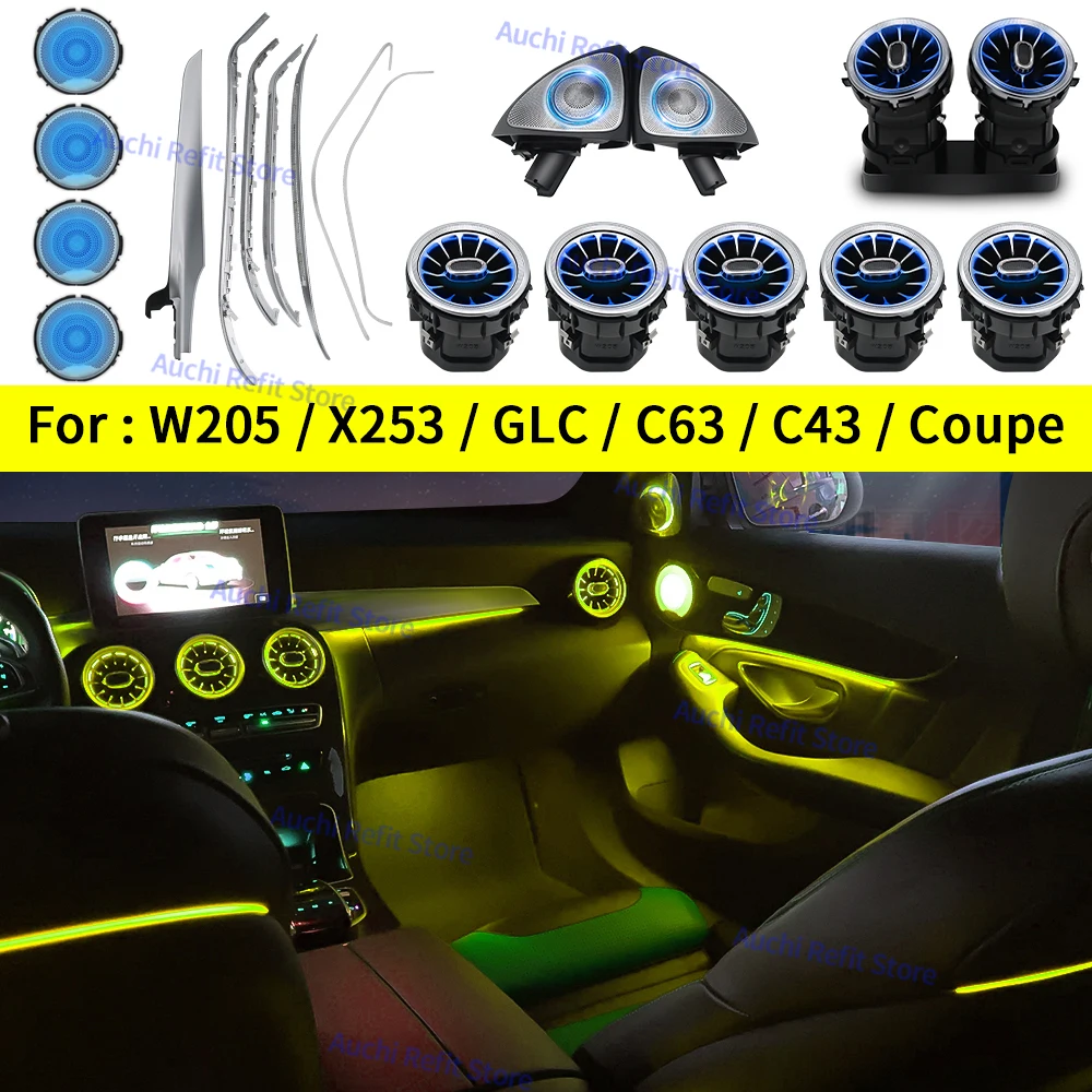Ambient Light 3/12/64 Colours For Mercedes-Benz C/GLC Class Coupe W205 C43 C63 X253 LED Vents Speaker Decorative Light Retrofit