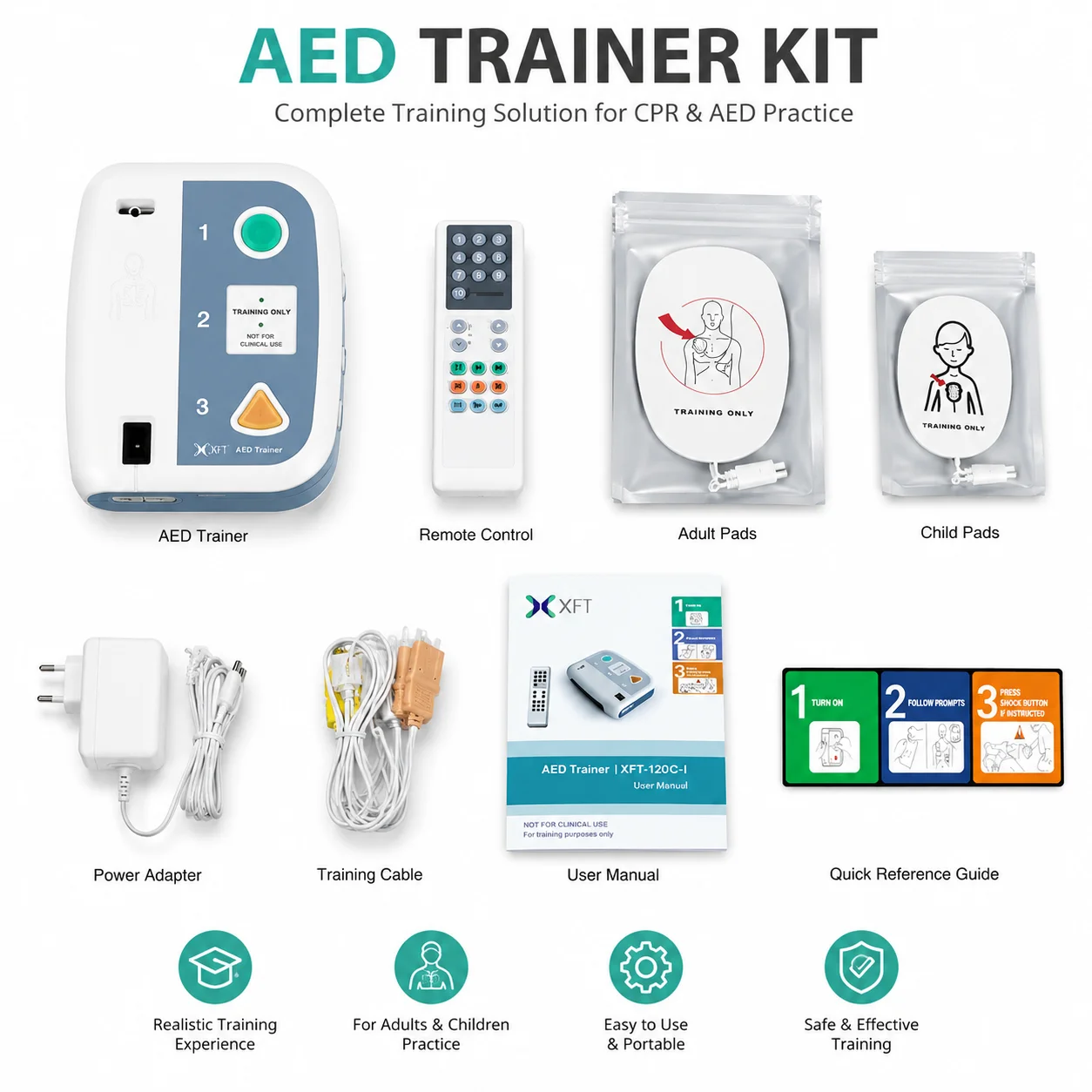 20 Languages AED Trainer XFT-120C+ First-aid Training Device External Defibrillator Teaching Machine 10 Training Modes